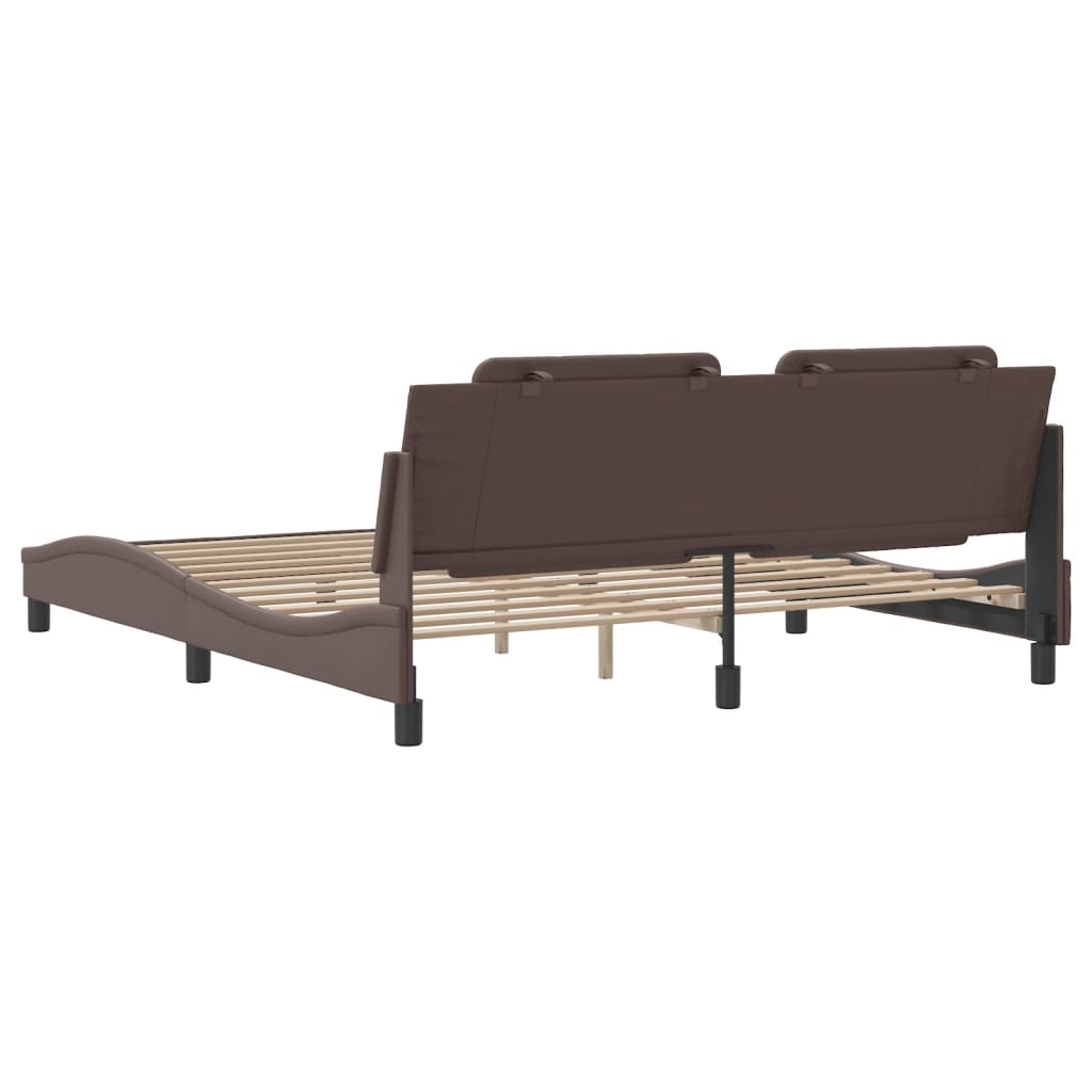 vidaXL Cadru de pat cu tăblie, maro, 180x200 cm, piele ecologică