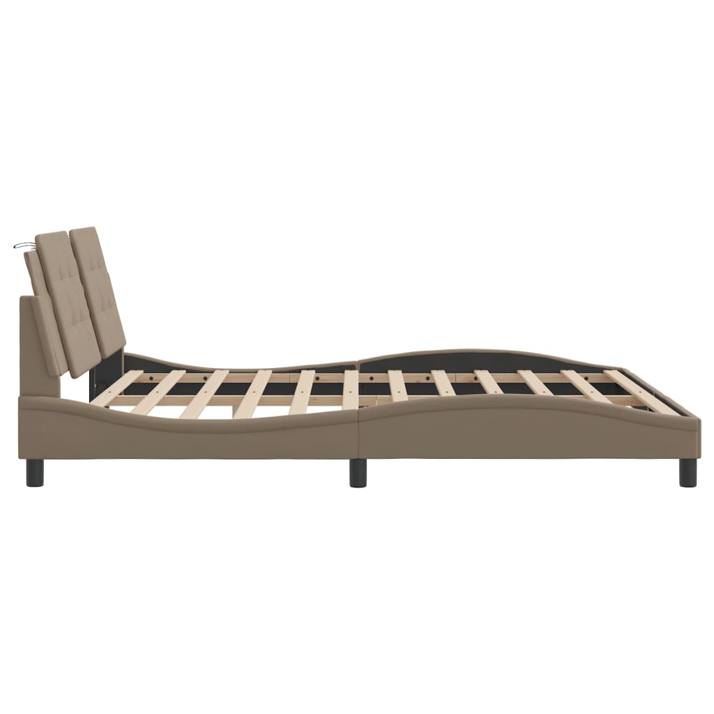 vidaXL Cadru de pat cu tăblie, cappuccino, 180x200 cm, piele ecologică vidaXL Cadru de pat cu tăblie, cappuccino, 180x200 cm, piele ecologică