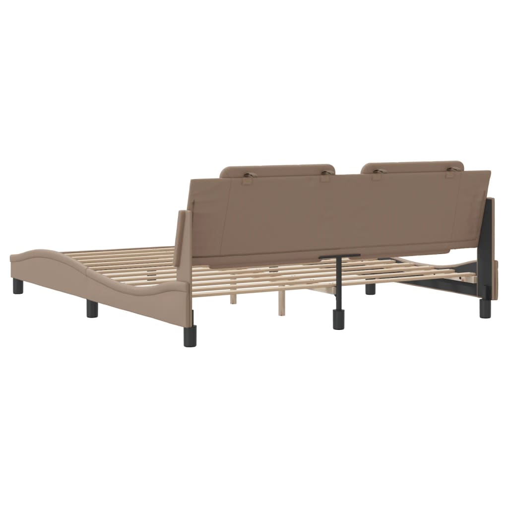 vidaXL Cadru de pat cu tăblie, cappuccino, 180x200 cm, piele ecologică vidaXL Cadru de pat cu tăblie, cappuccino, 180x200 cm, piele ecologică