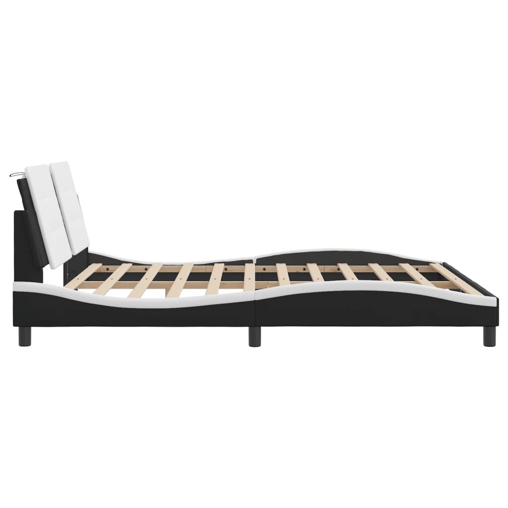 vidaXL Cadru de pat cu tăblie negru și alb 180x200cm piele artificială