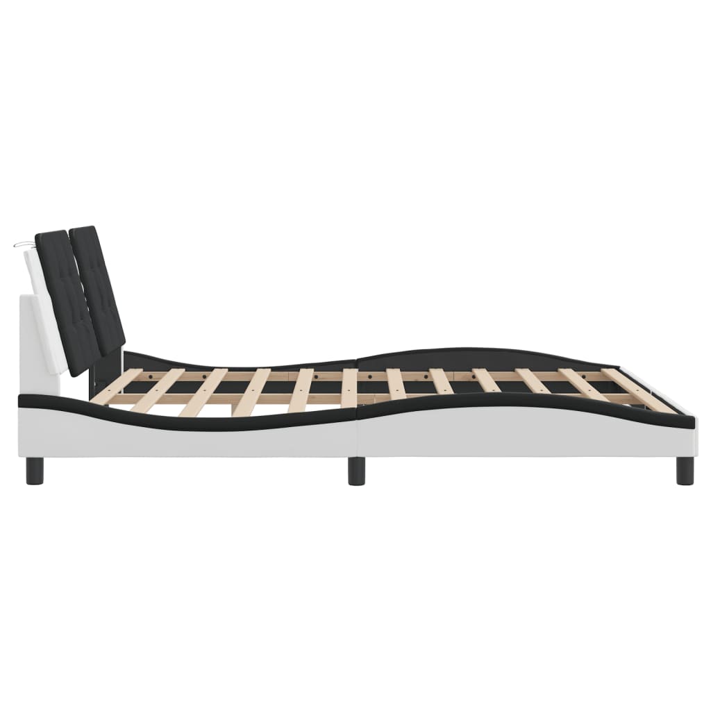 vidaXL Cadru de pat cu tăblie alb și negru 180x200cm piele artificială vidaXL Cadru de pat cu tăblie alb și negru 180x200cm piele artificială