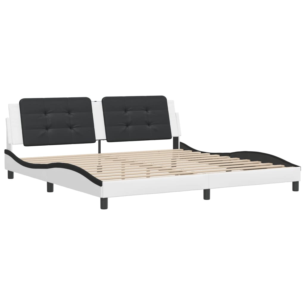 vidaXL Cadru de pat cu tăblie alb și negru 200x200cm piele artificială
