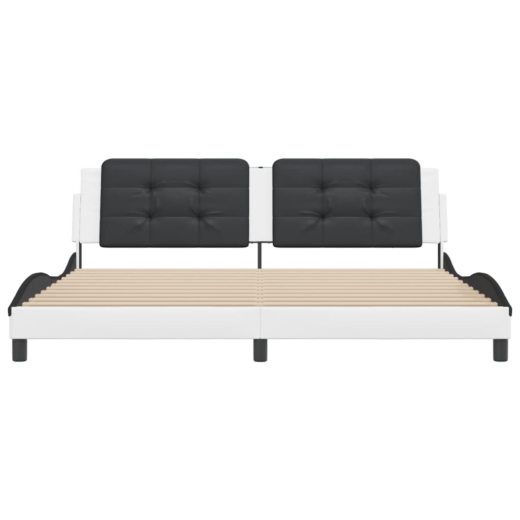 vidaXL Cadru de pat cu tăblie alb și negru 200x200cm piele artificială