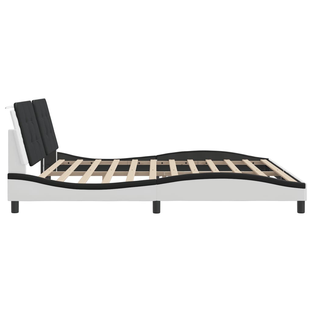 vidaXL Cadru de pat cu tăblie alb și negru 200x200cm piele artificială