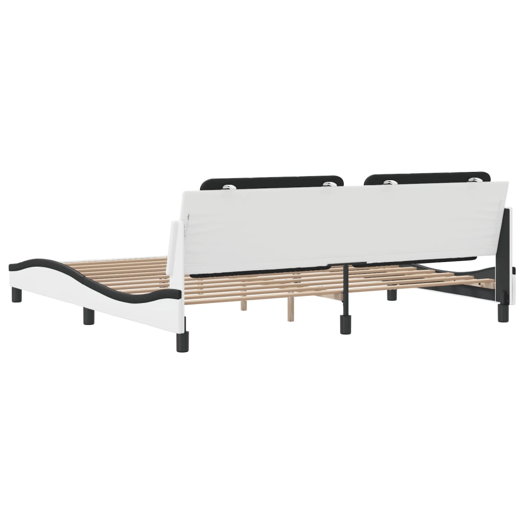 vidaXL Cadru de pat cu tăblie alb și negru 200x200cm piele artificială