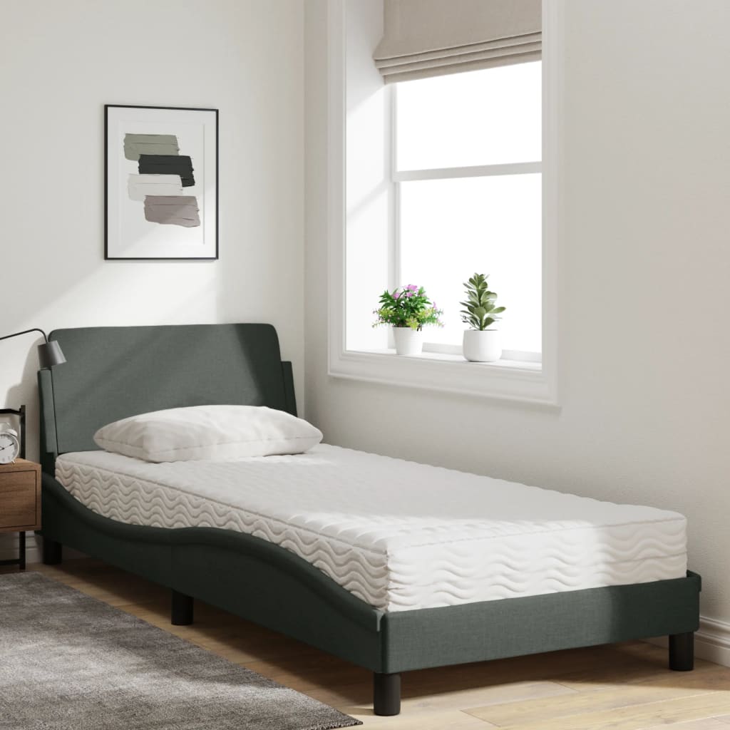 vidaXL Pat cu saltea, gri închis, 80x200 cm, textil