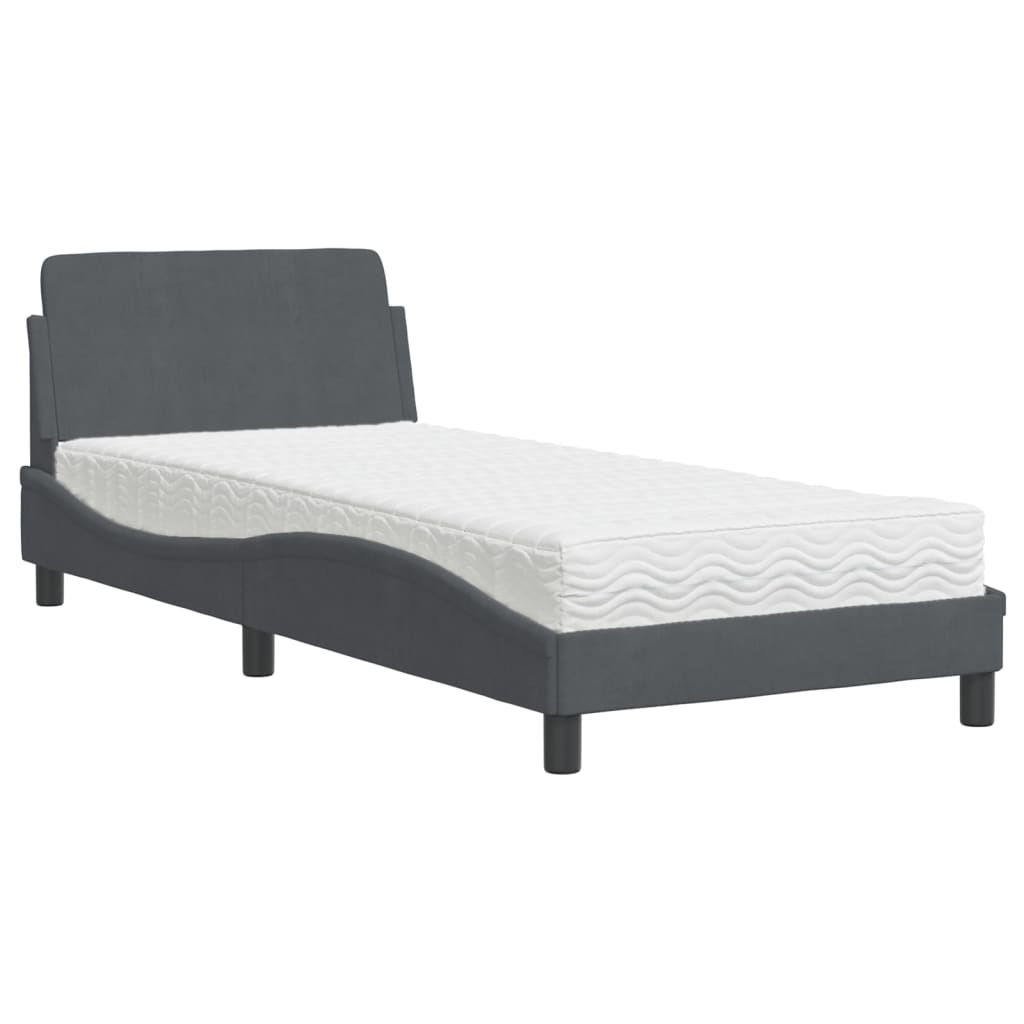 vidaXL Pat cu saltea, gri închis, 80x200 cm, catifea