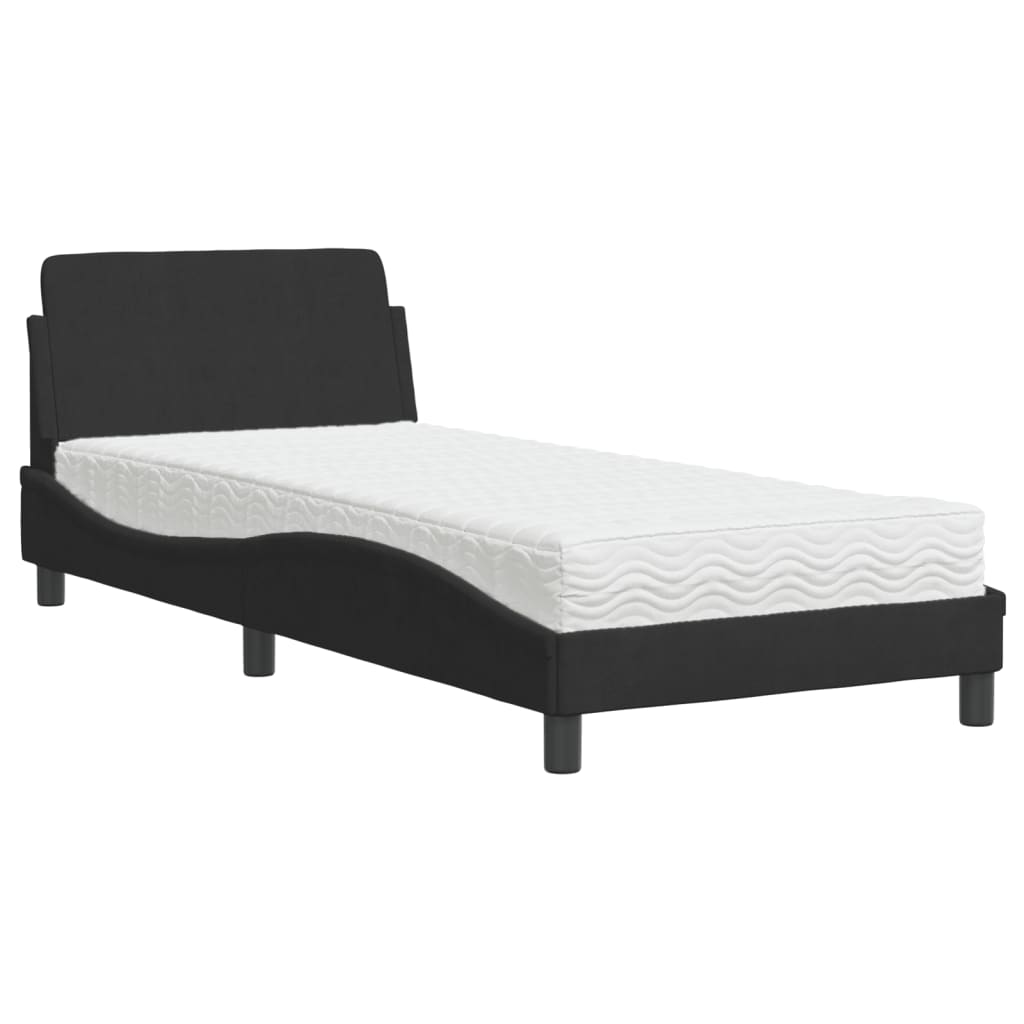 vidaXL Pat cu saltea, negru, 80x200 cm, catifea