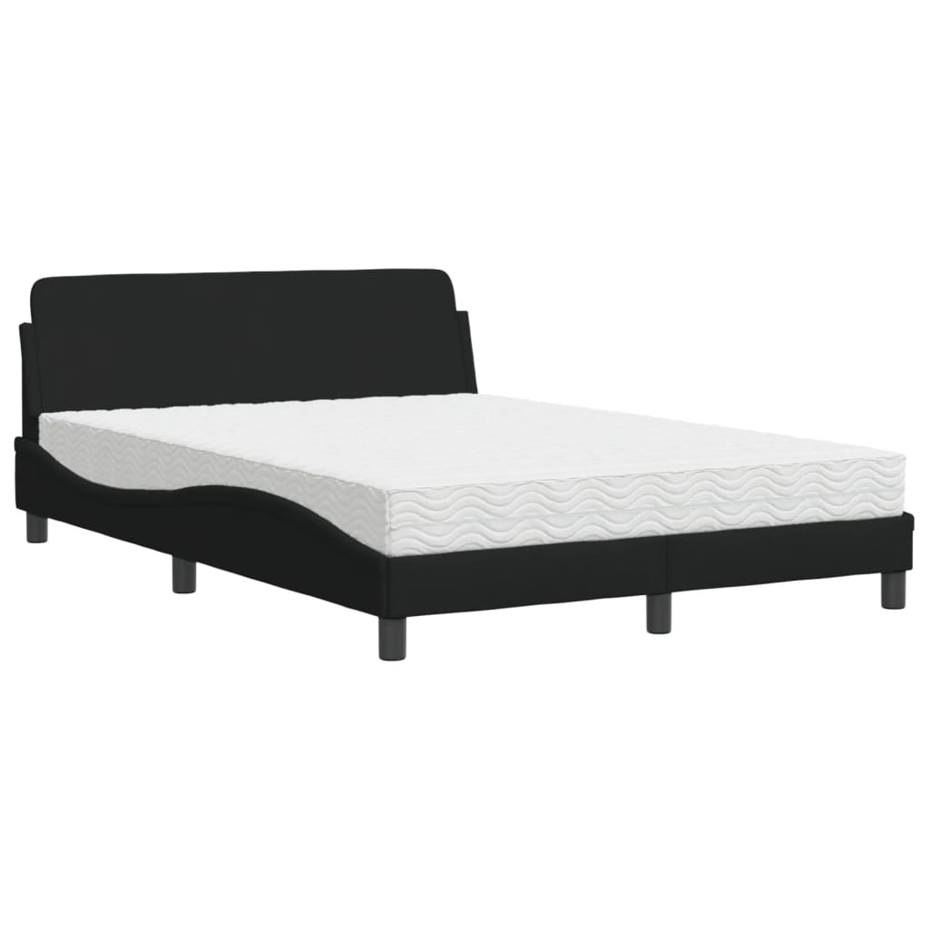 vidaXL Pat cu saltea, negru, 120x200 cm, textil