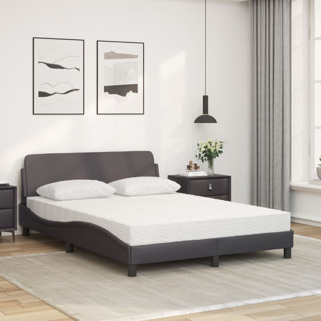 vidaXL Pat cu saltea, gri, 120x200 cm, piele ecologică vidaXL Pat cu saltea, gri, 120x200 cm, piele ecologică