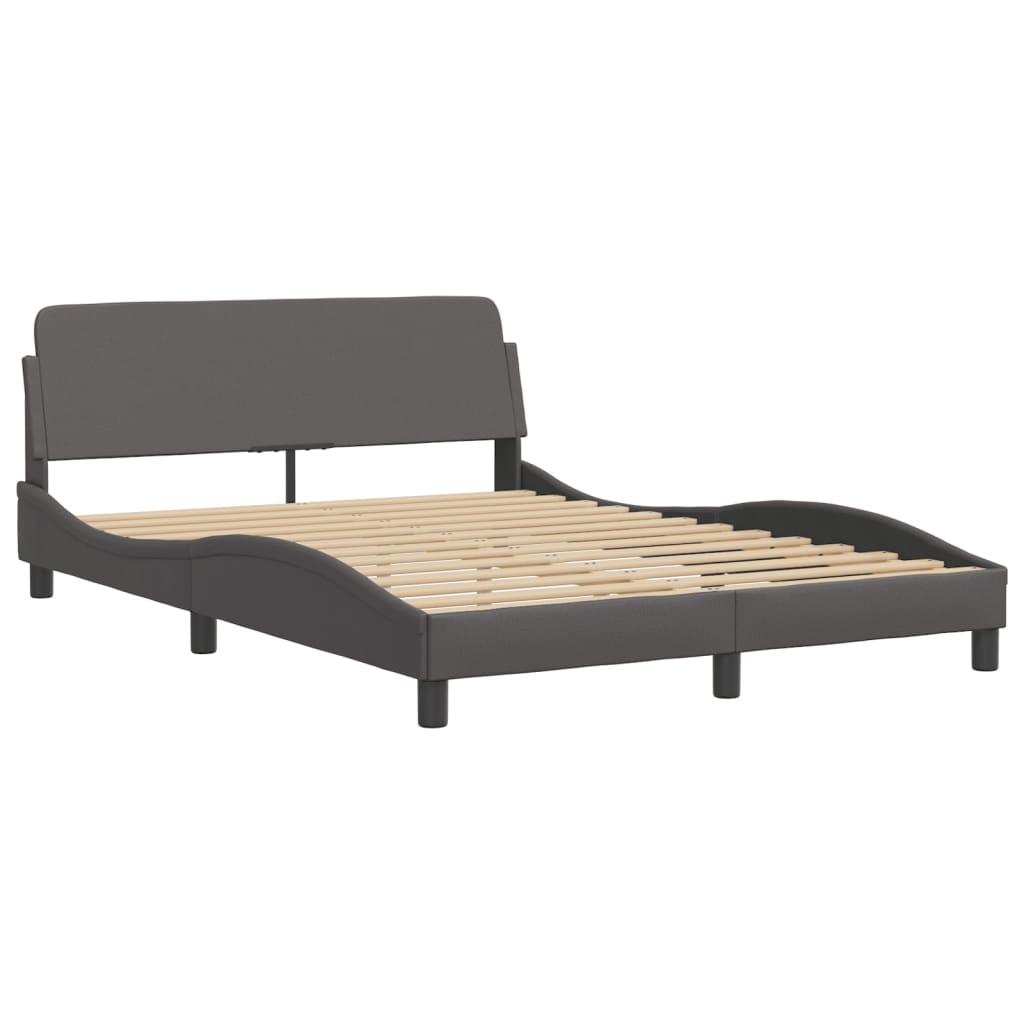 vidaXL Pat cu saltea, gri, 120x200 cm, piele ecologică vidaXL Pat cu saltea, gri, 120x200 cm, piele ecologică