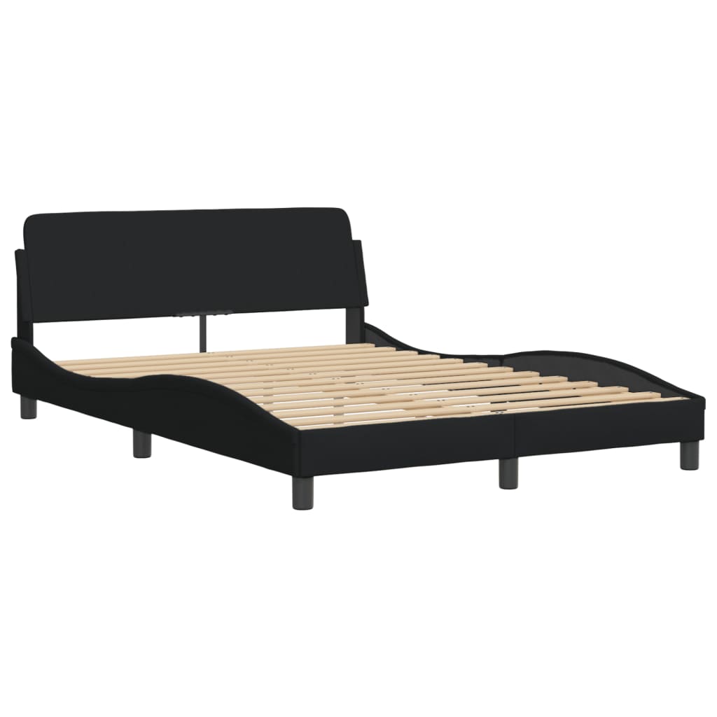 vidaXL Pat cu saltea, negru, 140x190 cm, textil