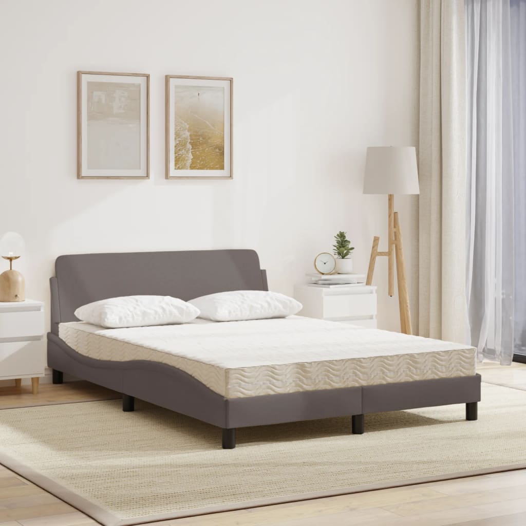 vidaXL Pat cu saltea, gri taupe, 140x200 cm, textil