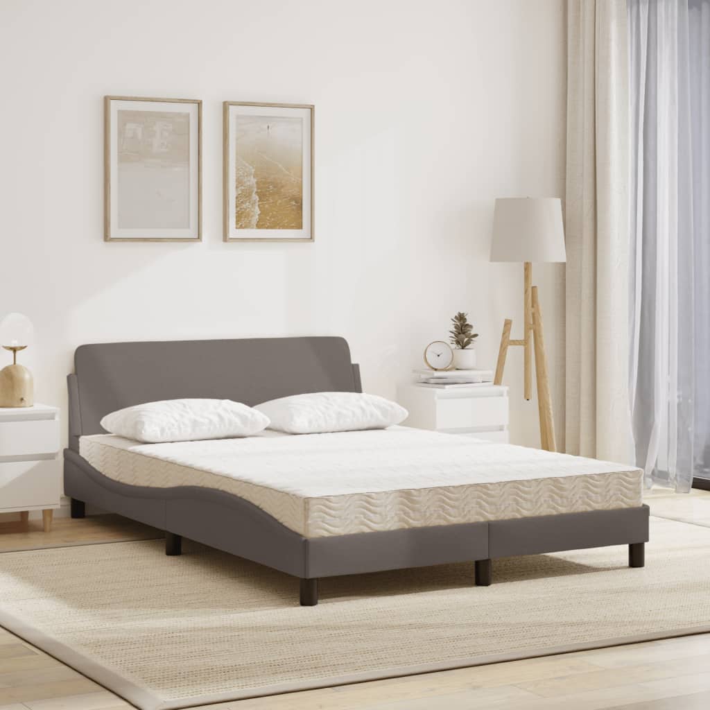 vidaXL Pat cu saltea gri taupe 140x200 cm material textil