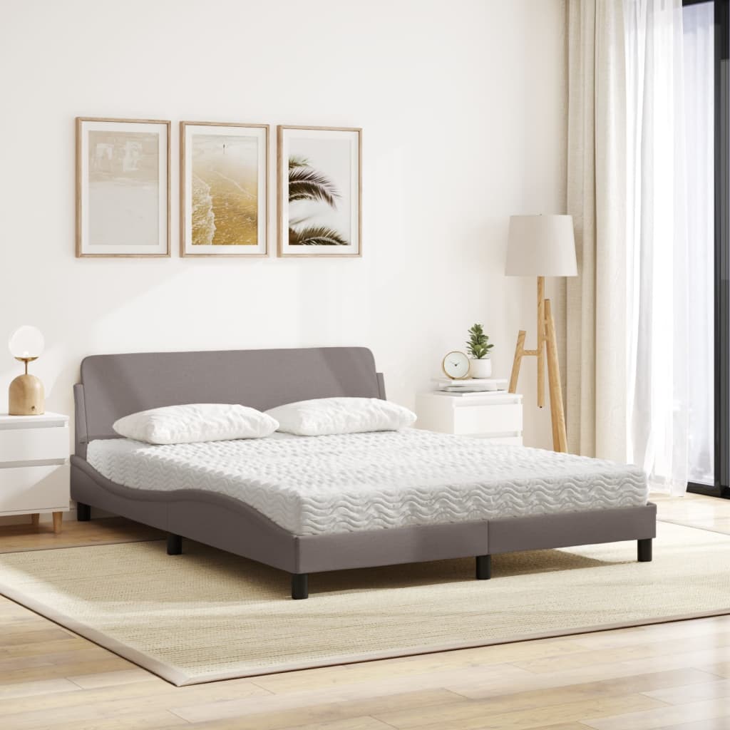 vidaXL Pat cu saltea, gri taupe, 160x200 cm material textil
