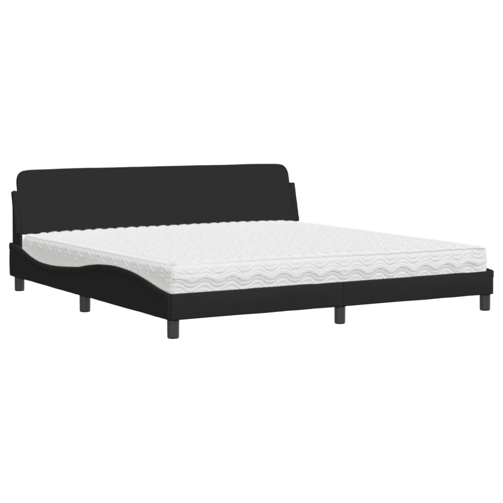 vidaXL Pat cu saltea, negru, 200x200 cm, textil
