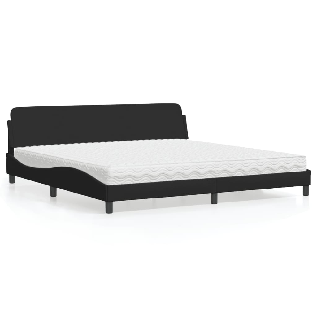 vidaXL Pat cu saltea, negru, 200x200 cm, textil