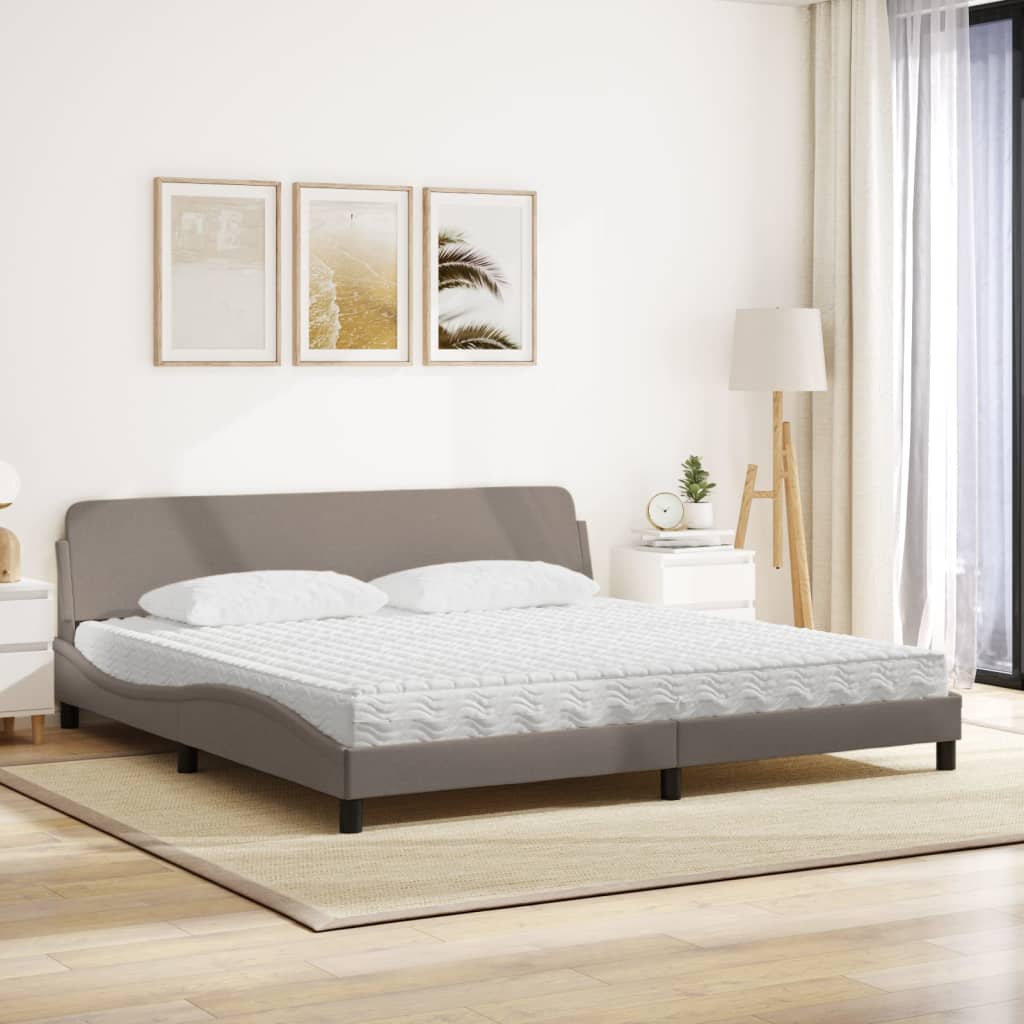 vidaXL Pat cu saltea, gri taupe, 200x200 cm, textil