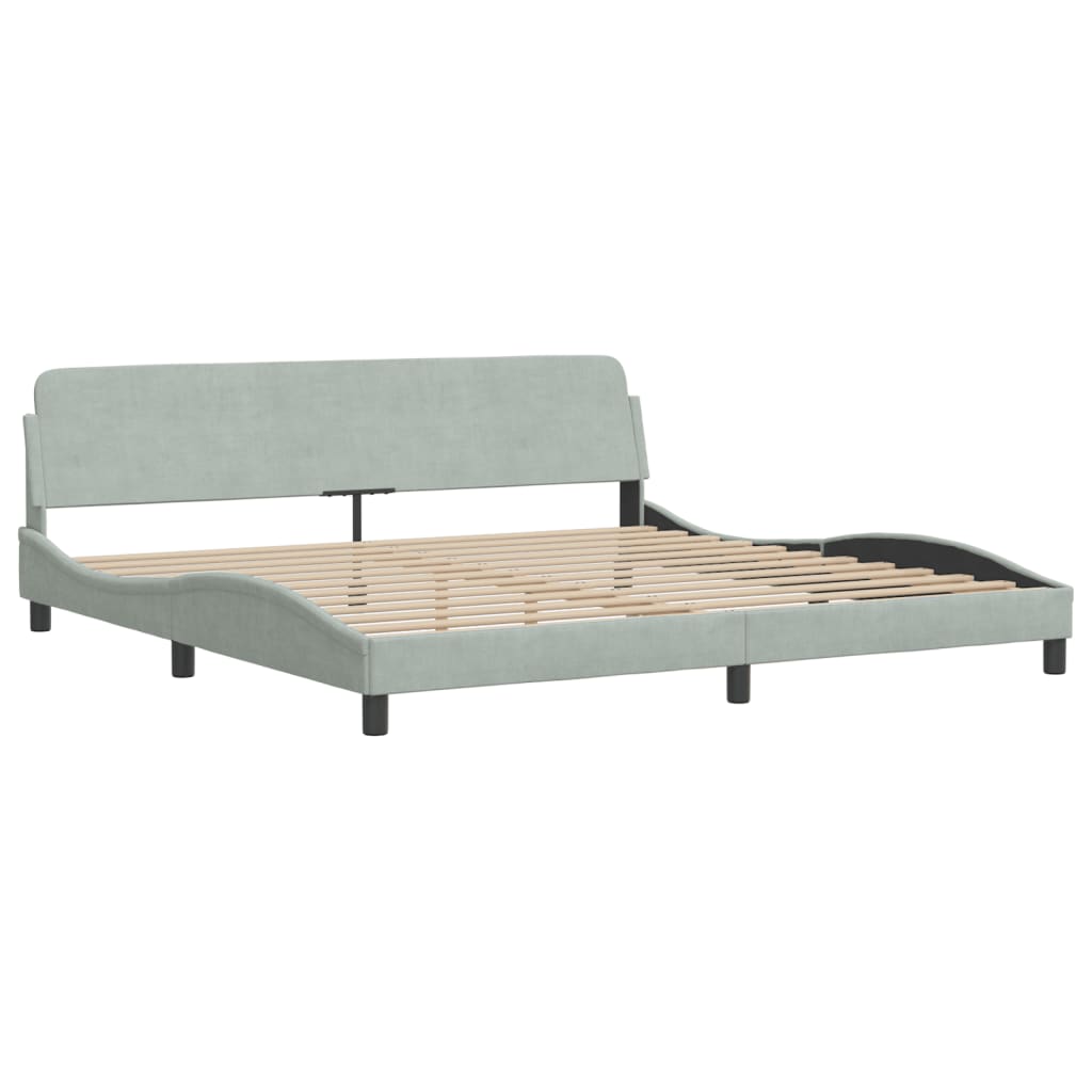 vidaXL Pat cu saltea, gri deschis, 200x200 cm, catifea vidaXL Pat cu saltea, gri deschis, 200x200 cm, catifea