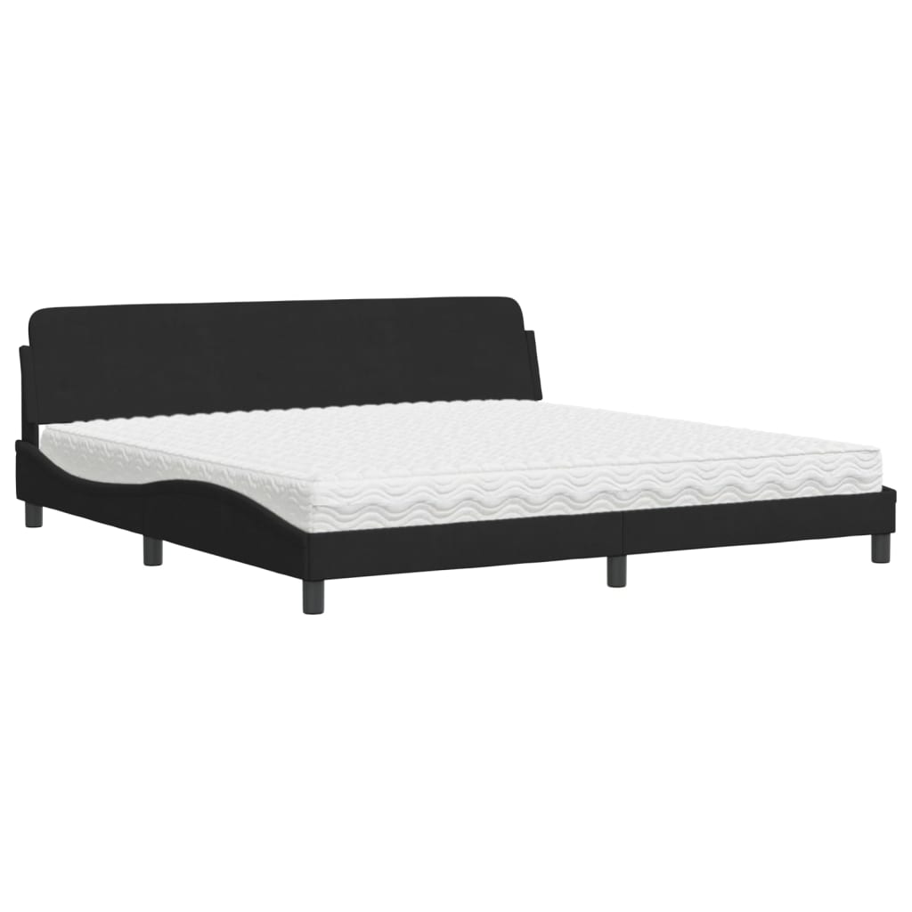 vidaXL Pat cu saltea, negru, 200x200 cm, catifea