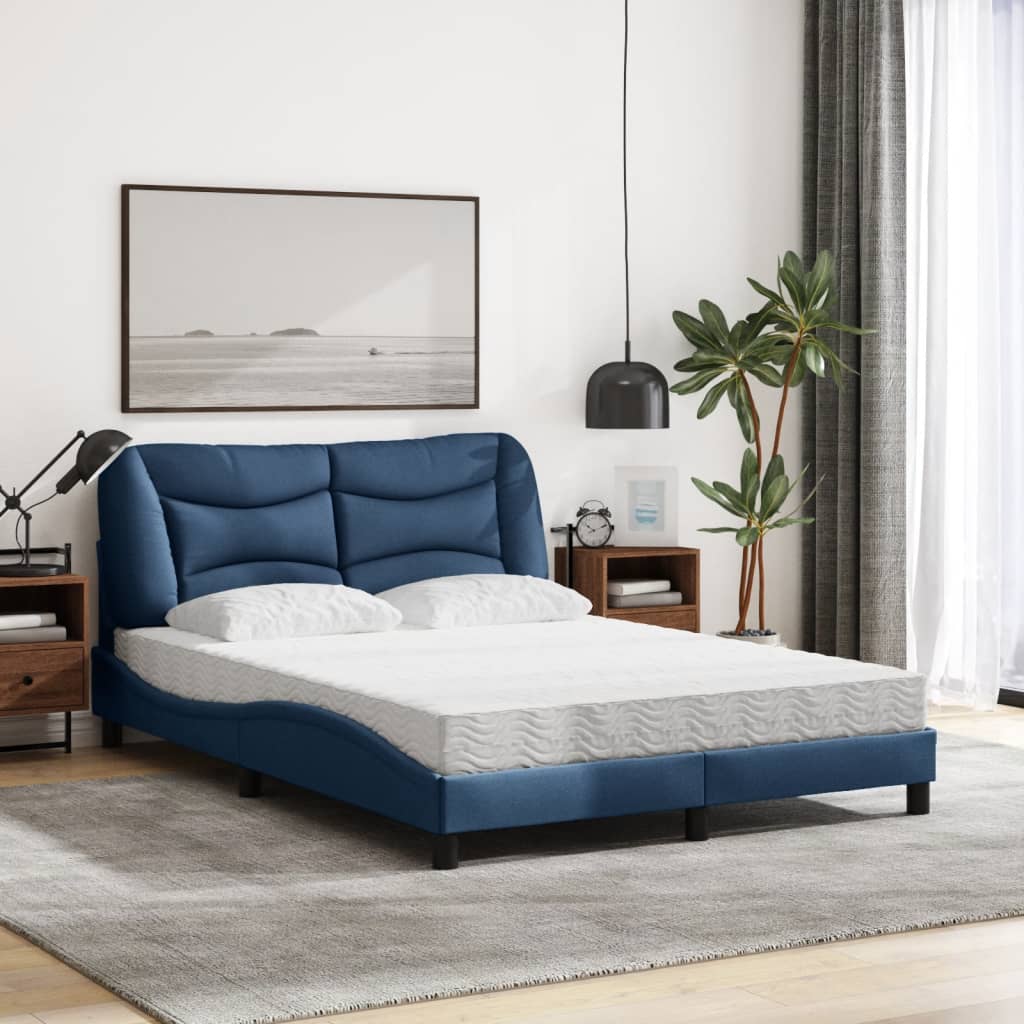 vidaXL Pat cu saltea, albastru, 120x200 cm, textil