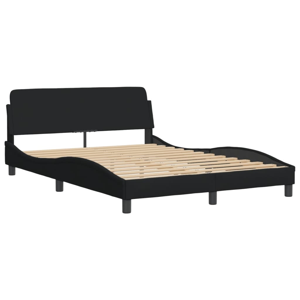 vidaXL Pat cu saltea, negru, 140x190 cm, textil