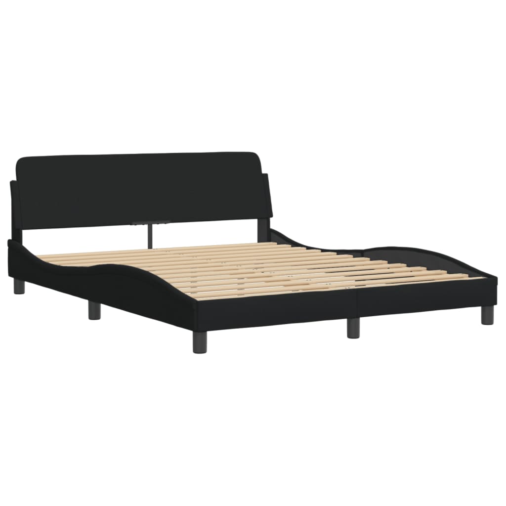 vidaXL Pat cu saltea, negru, 160x200 cm, textil