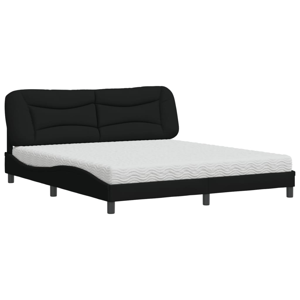 vidaXL Pat cu saltea, negru, 180x200 cm, catifea