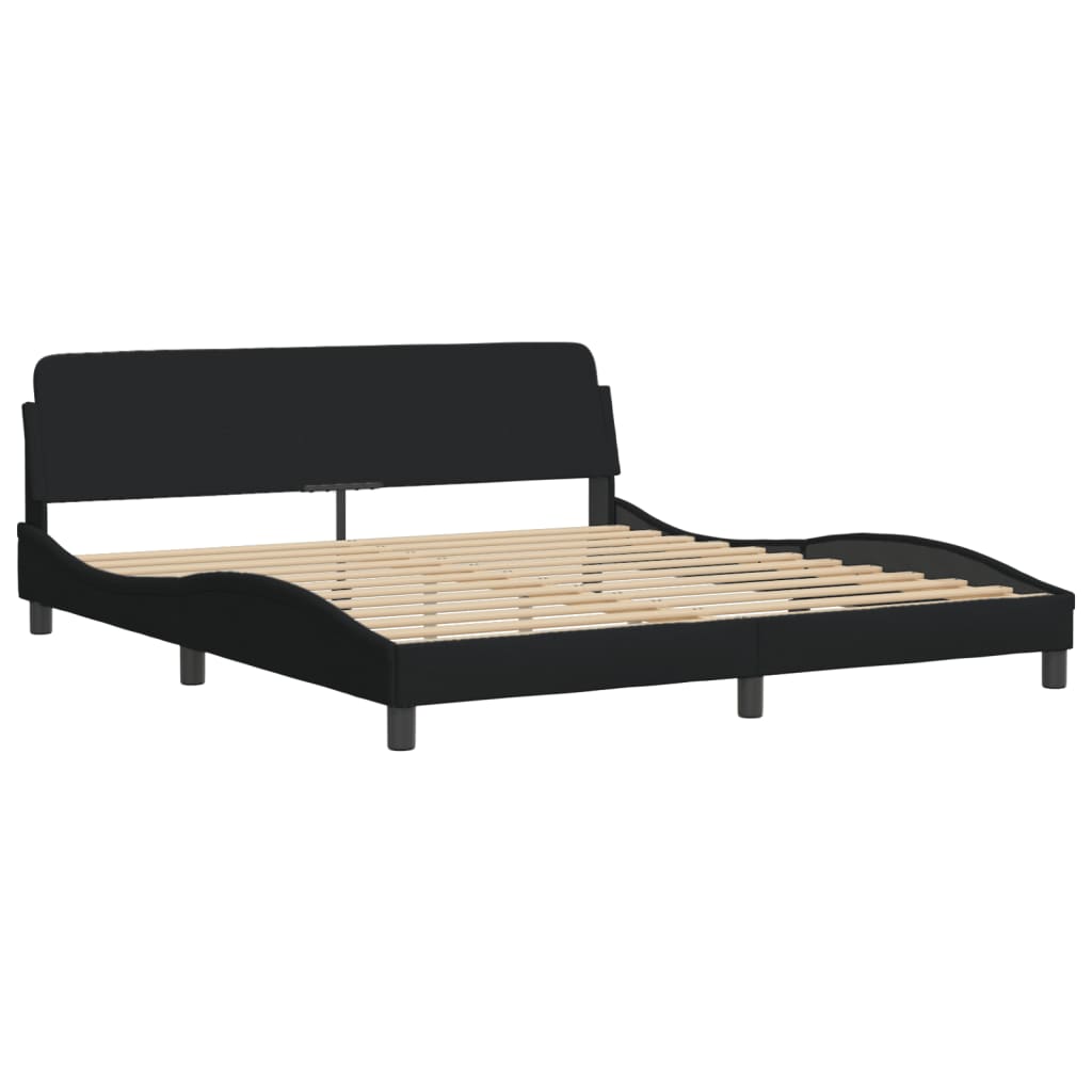vidaXL Pat cu saltea, negru, 180x200 cm, catifea