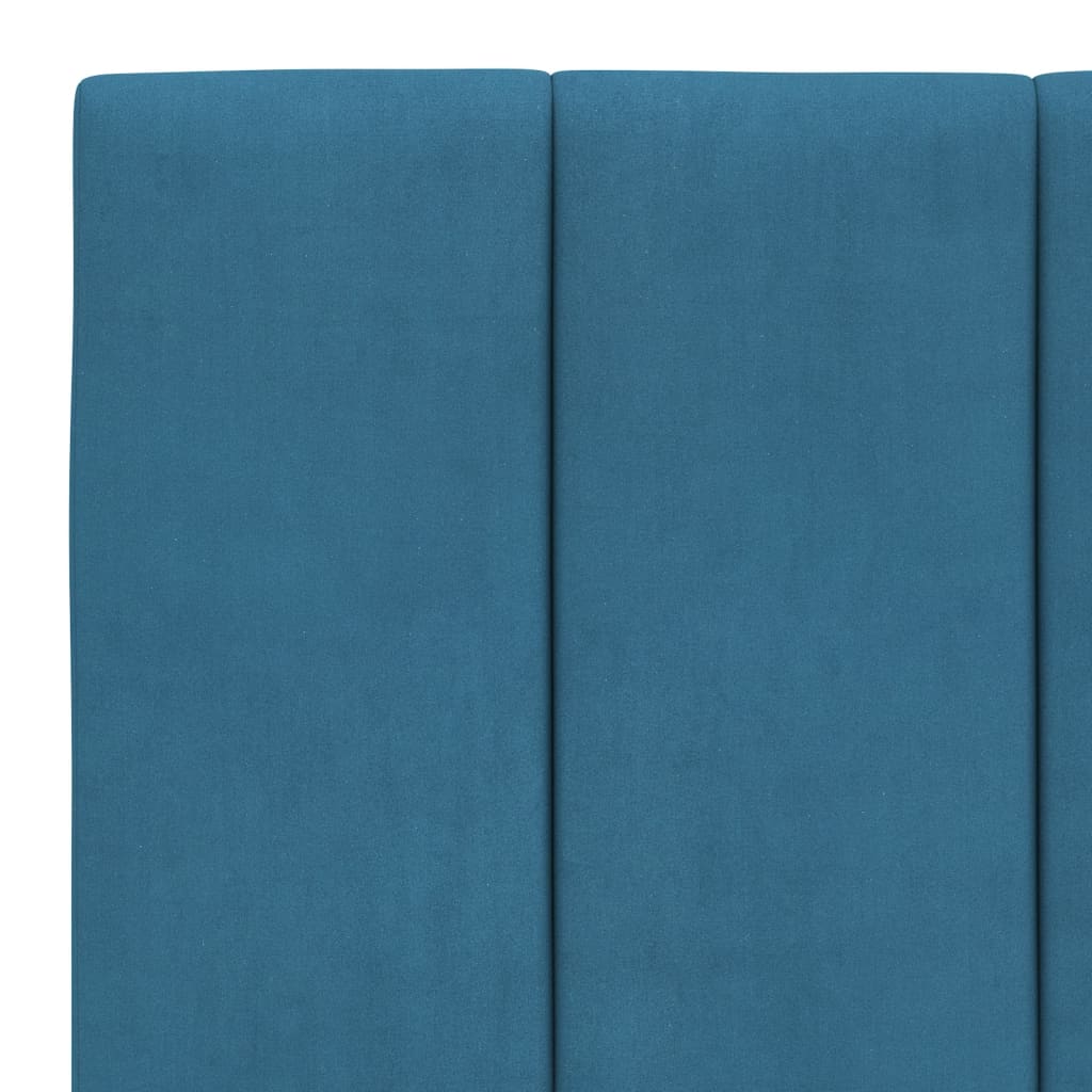 vidaXL Pat cu saltea, albastru, 100x200 cm, catifea vidaXL Pat cu saltea, albastru, 100x200 cm, catifea