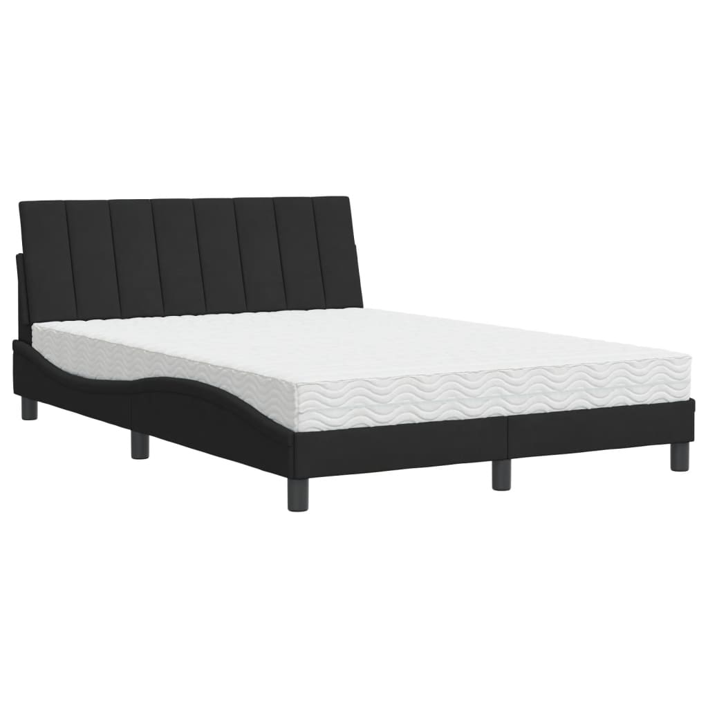 vidaXL Pat cu saltea, negru, 120x200 cm, catifea