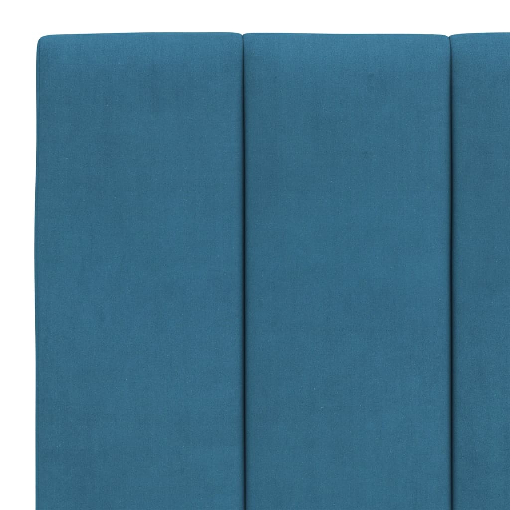 vidaXL Pat cu saltea, albastru, 140x200 cm, catifea vidaXL Pat cu saltea, albastru, 140x200 cm, catifea