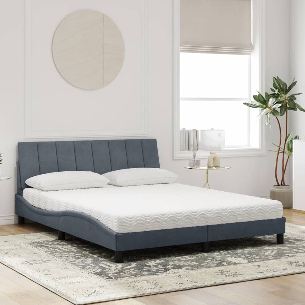 vidaXL Pat cu saltea, gri închis, 160x200 cm, catifea