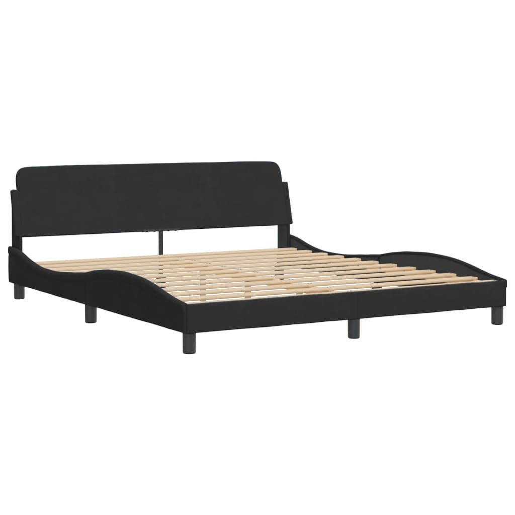 vidaXL Pat cu saltea, negru, 180x200 cm, catifea