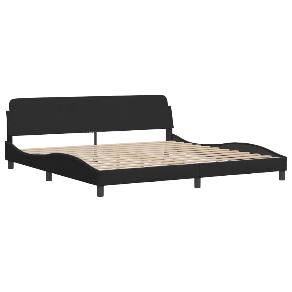 vidaXL Pat cu saltea, negru, 200x200 cm, catifea