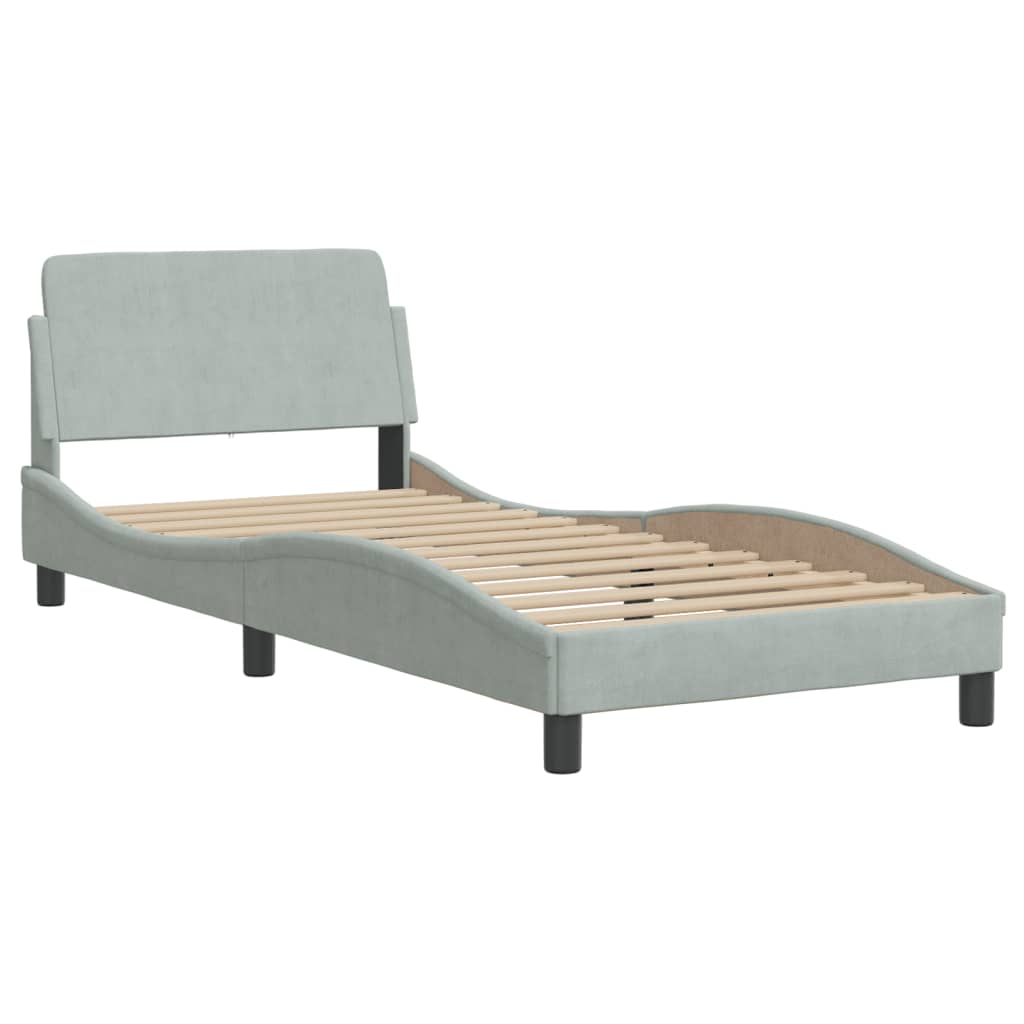 vidaXL Pat cu saltea, gri deschis, 80x200 cm, catifea vidaXL Pat cu saltea, gri deschis, 80x200 cm, catifea