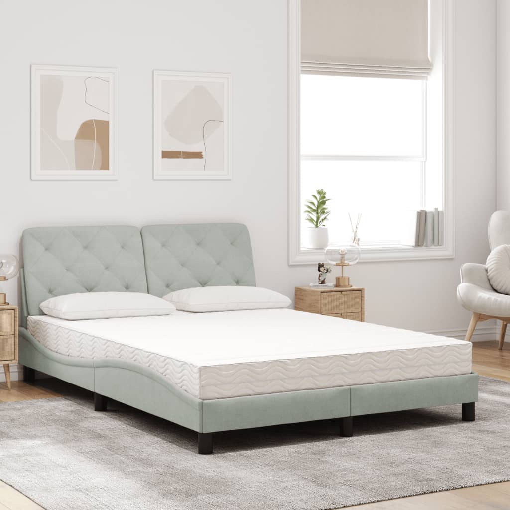 vidaXL Pat cu saltea, gri deschis, 120x200 cm, catifea vidaXL Pat cu saltea, gri deschis, 120x200 cm, catifea