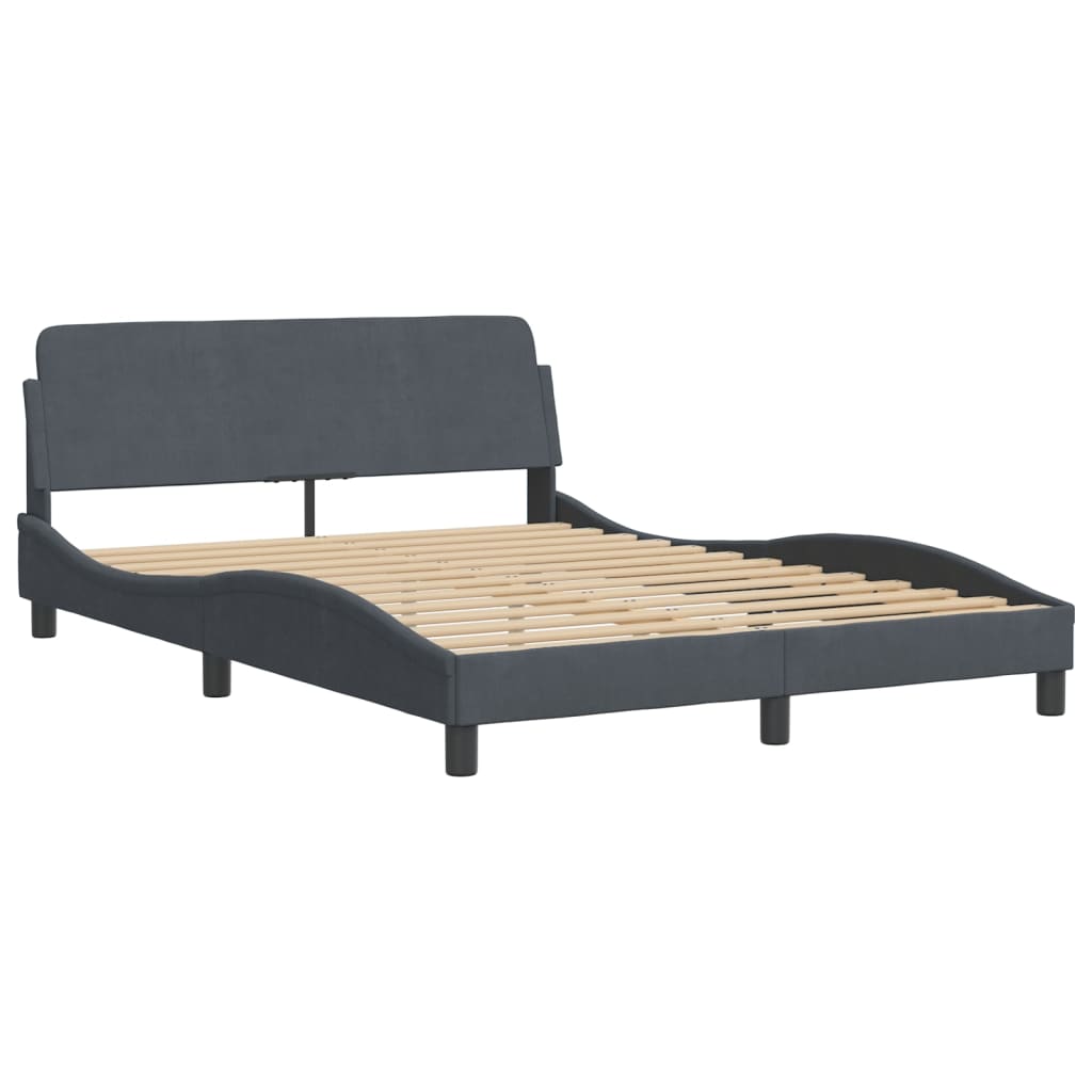vidaXL Pat cu saltea, gri închis, 140x190 cm, catifea