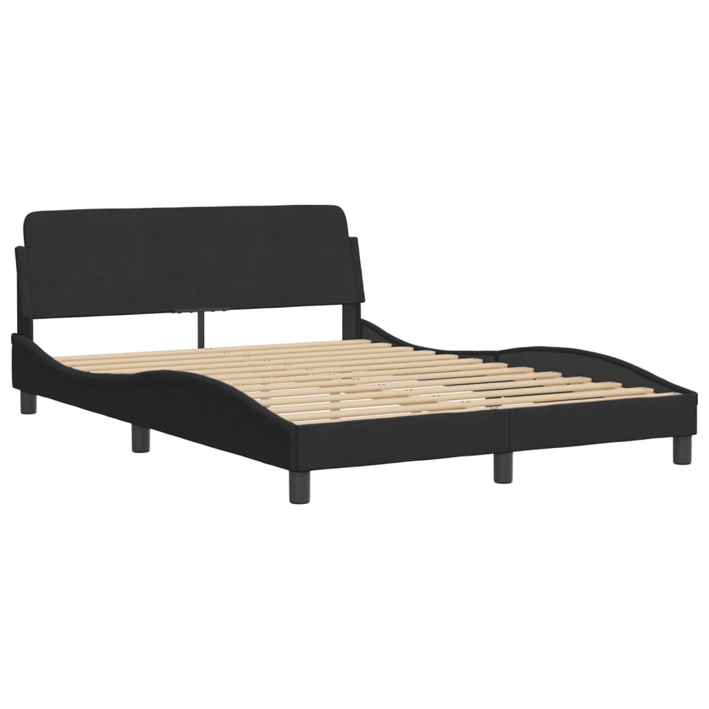 vidaXL Pat cu saltea, negru, 140x190 cm, catifea