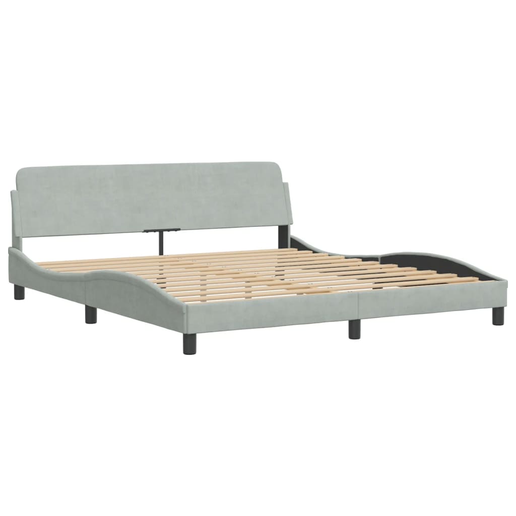 vidaXL Pat cu saltea, gri deschis, 180x200 cm, catifea vidaXL Pat cu saltea, gri deschis, 180x200 cm, catifea