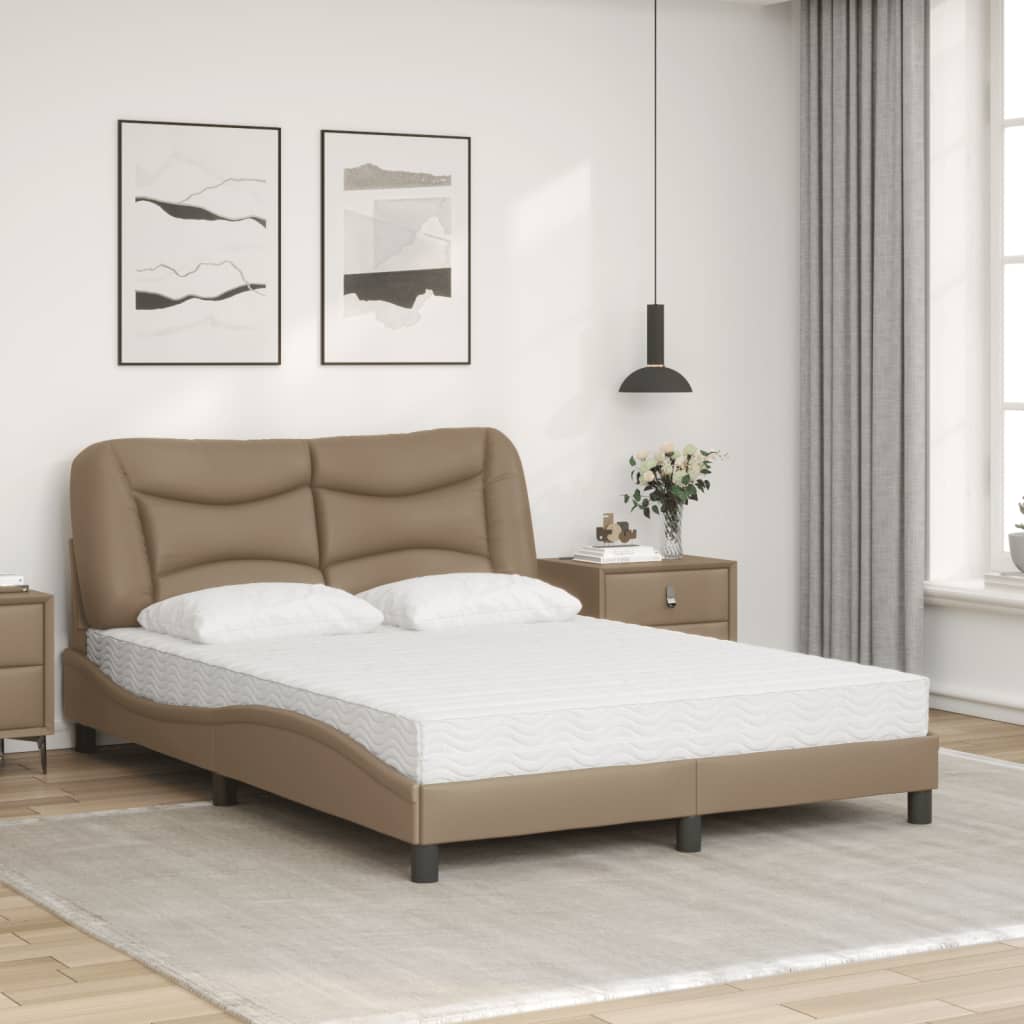 vidaXL Pat cu saltea, cappuccino, 120x200cm piele ecologică