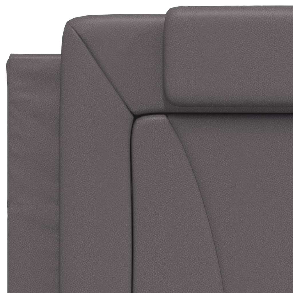 vidaXL Pat cu saltea, gri, 80x200 cm, piele ecologică vidaXL Pat cu saltea, gri, 80x200 cm, piele ecologică