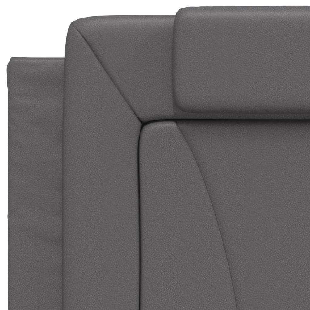 vidaXL Pat cu saltea, gri, 90x190 cm, piele ecologică vidaXL Pat cu saltea, gri, 90x190 cm, piele ecologică