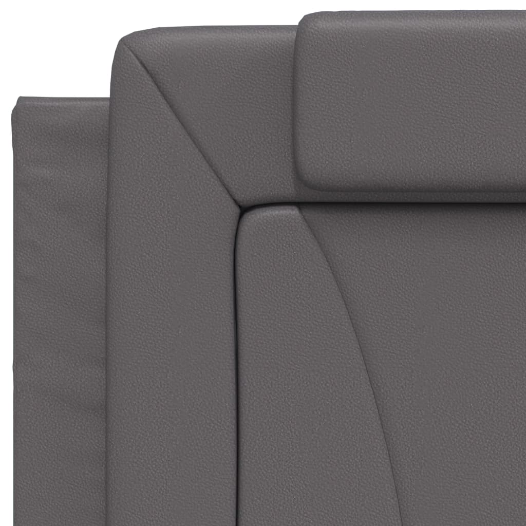 vidaXL Pat cu saltea, gri, 90x200 cm, piele ecologică vidaXL Pat cu saltea, gri, 90x200 cm, piele ecologică