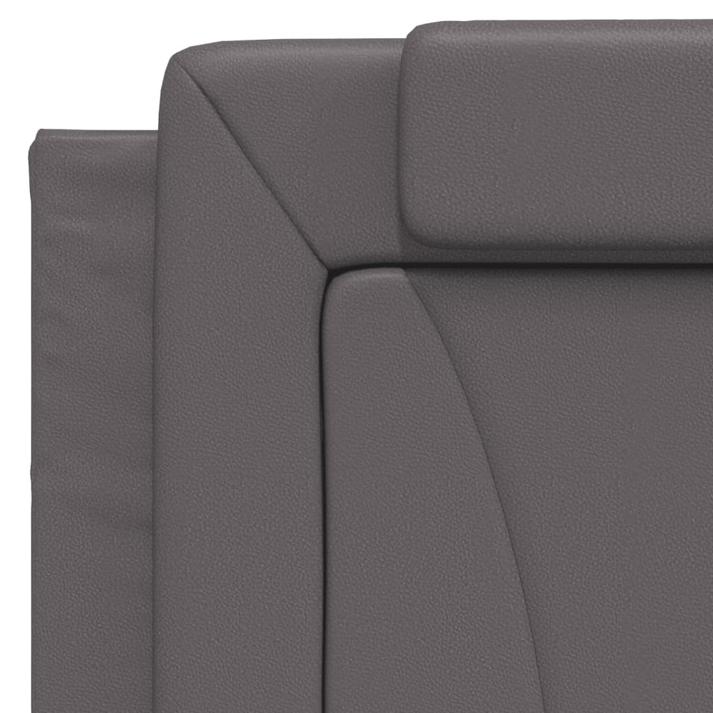 vidaXL Pat cu saltea, gri, 100x200 cm, piele ecologică vidaXL Pat cu saltea, gri, 100x200 cm, piele ecologică