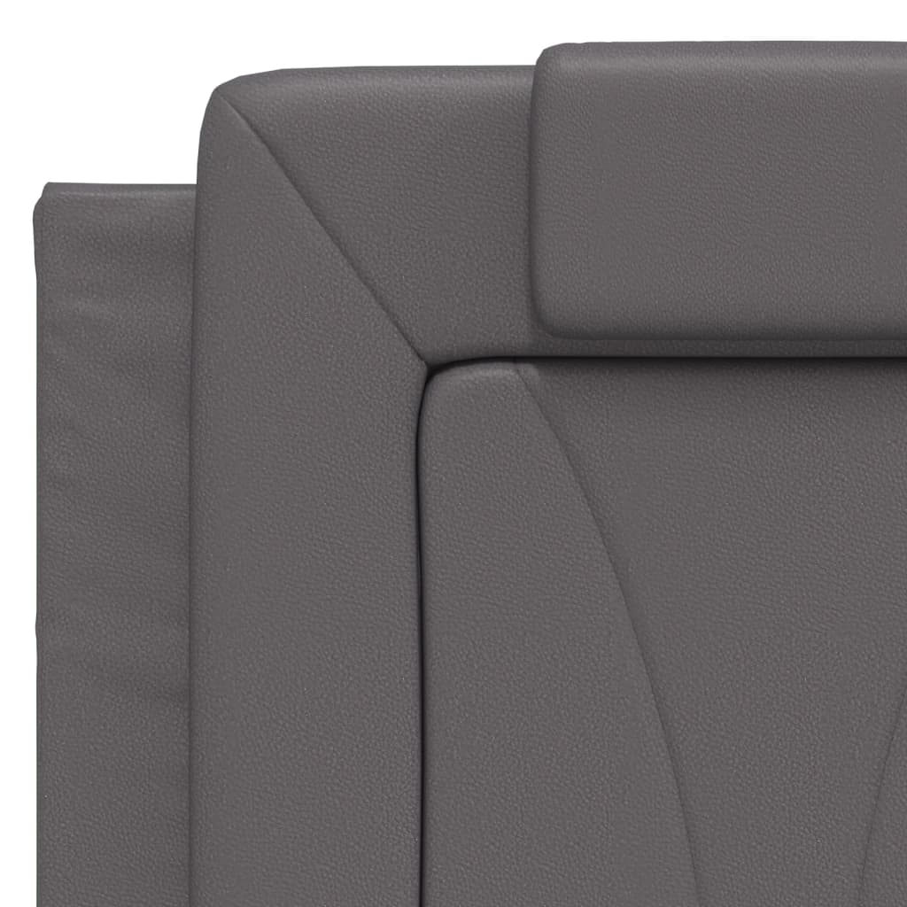 vidaXL Pat cu saltea, gri, 120x200 cm, piele ecologică vidaXL Pat cu saltea, gri, 120x200 cm, piele ecologică