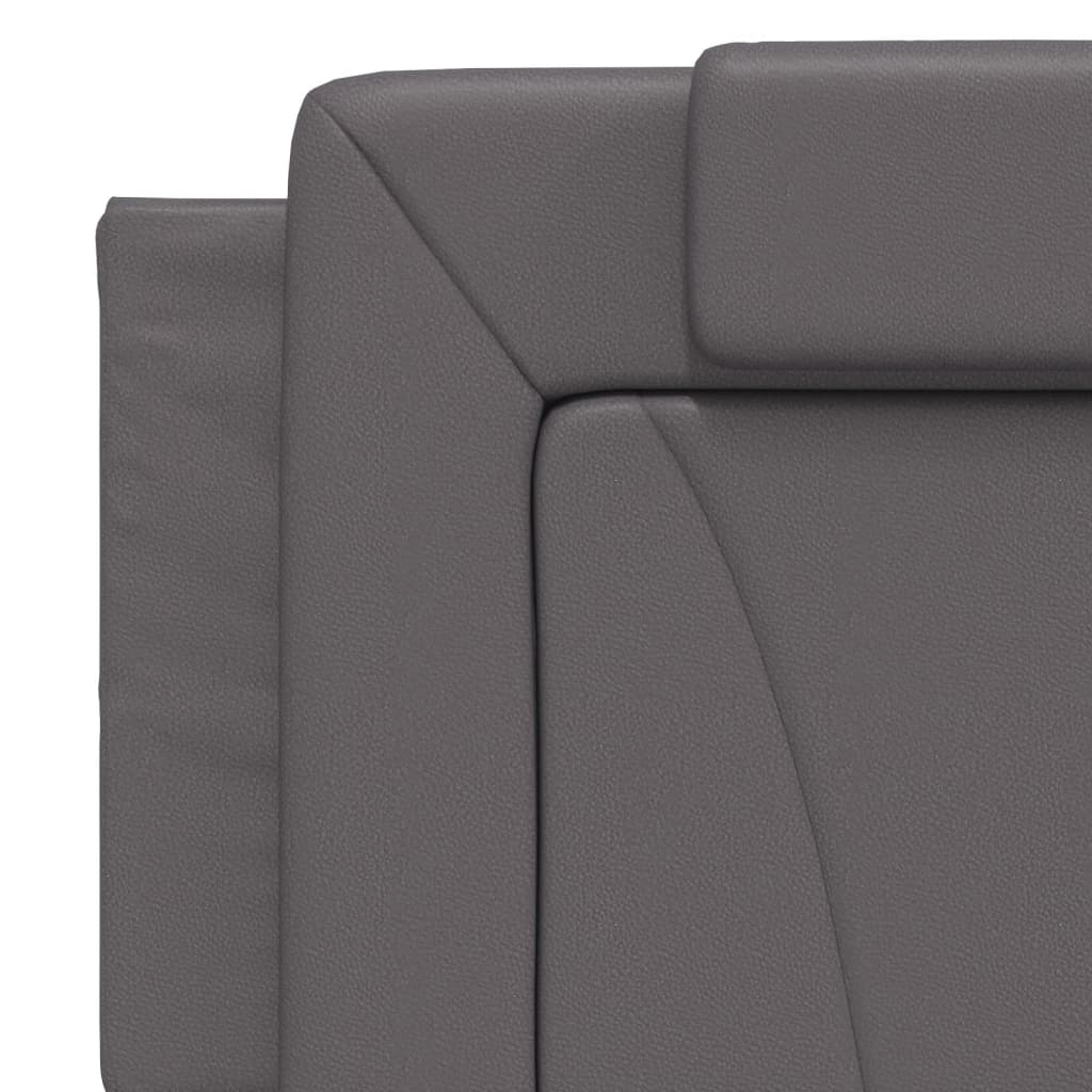 vidaXL Pat cu saltea, gri, 160x200 cm, piele ecologică vidaXL Pat cu saltea, gri, 160x200 cm, piele ecologică