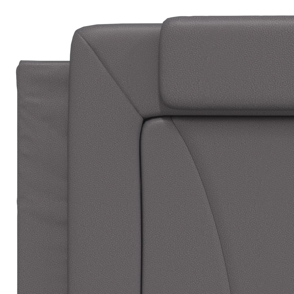 vidaXL Pat cu saltea, gri, 180x200 cm, piele ecologică vidaXL Pat cu saltea, gri, 180x200 cm, piele ecologică