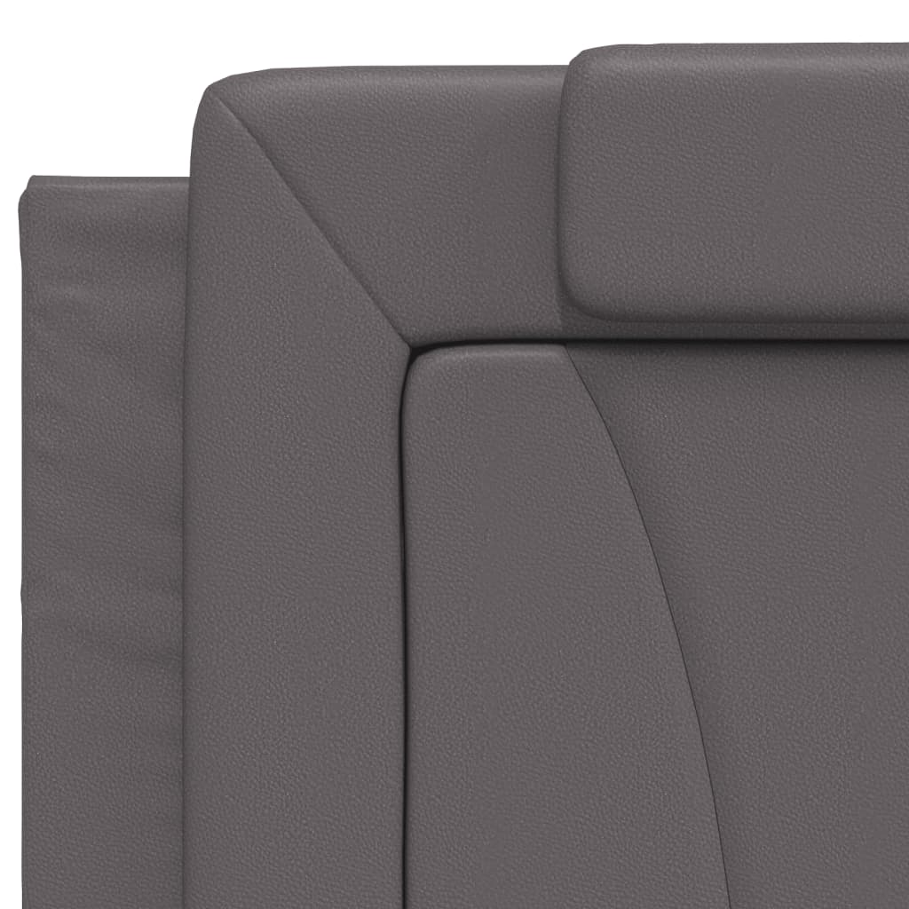 vidaXL Pat cu saltea, gri, 200x200 cm, piele ecologică vidaXL Pat cu saltea, gri, 200x200 cm, piele ecologică