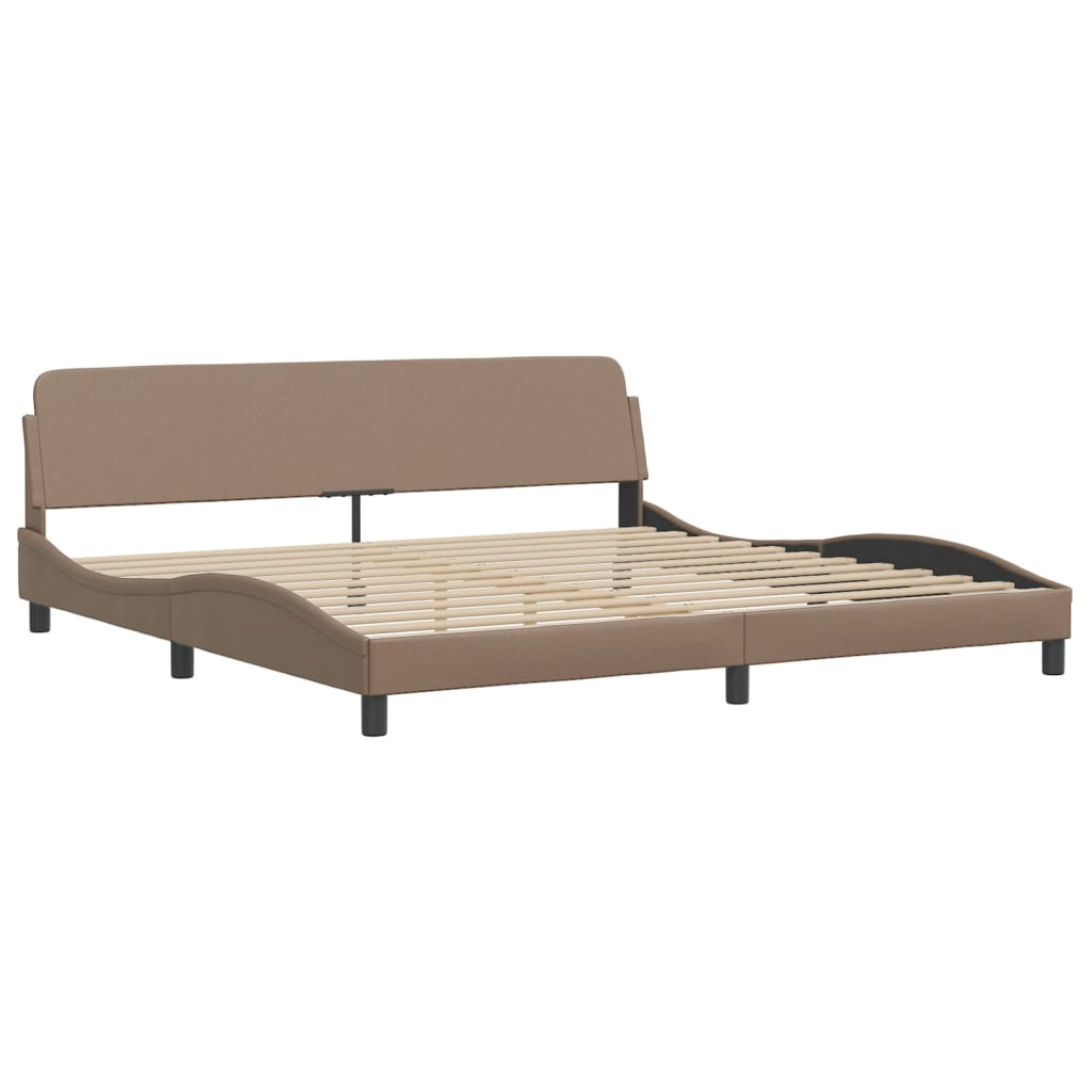 vidaXL Pat cu saltea, cappuccino, 200x200 cm, piele ecologică vidaXL Pat cu saltea, cappuccino, 200x200 cm, piele ecologică